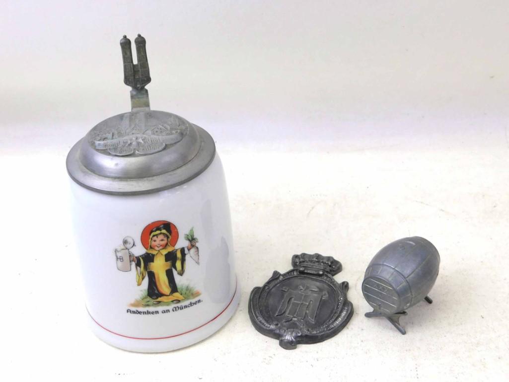 Lot of Beer Items incl Antique Munich Child Porcelain (1 of 7)