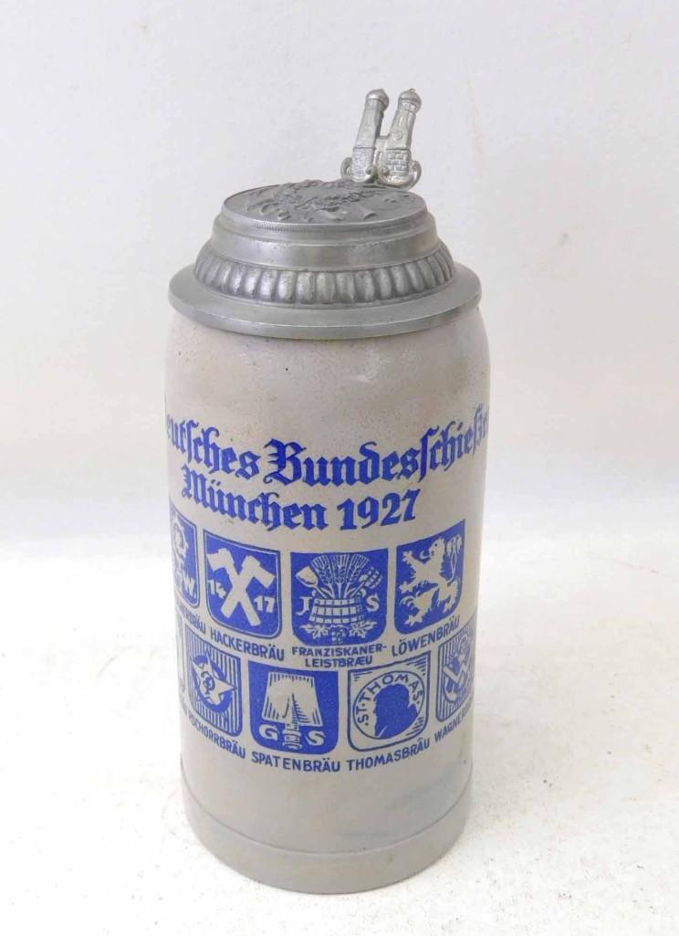 1927 Brewery Beer Stein Deutche Bunde Munchen 1L (1 of 5)