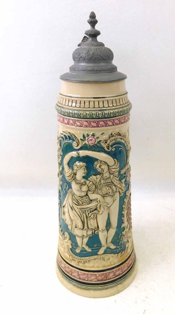 Antique 2L Pottery German Beer Stein (1 of 8)