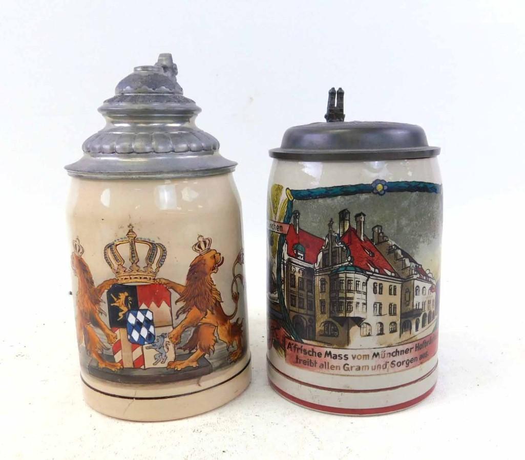 2 German Pottery Beer Steins incl Haufbrauhaus w (1 of 7)