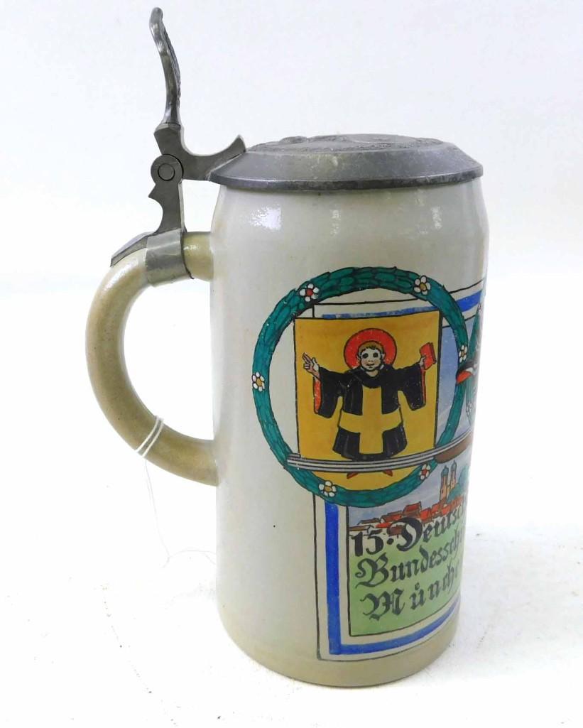 Antique Pottery Advertising Beer Stein 1L (1 of 7)
