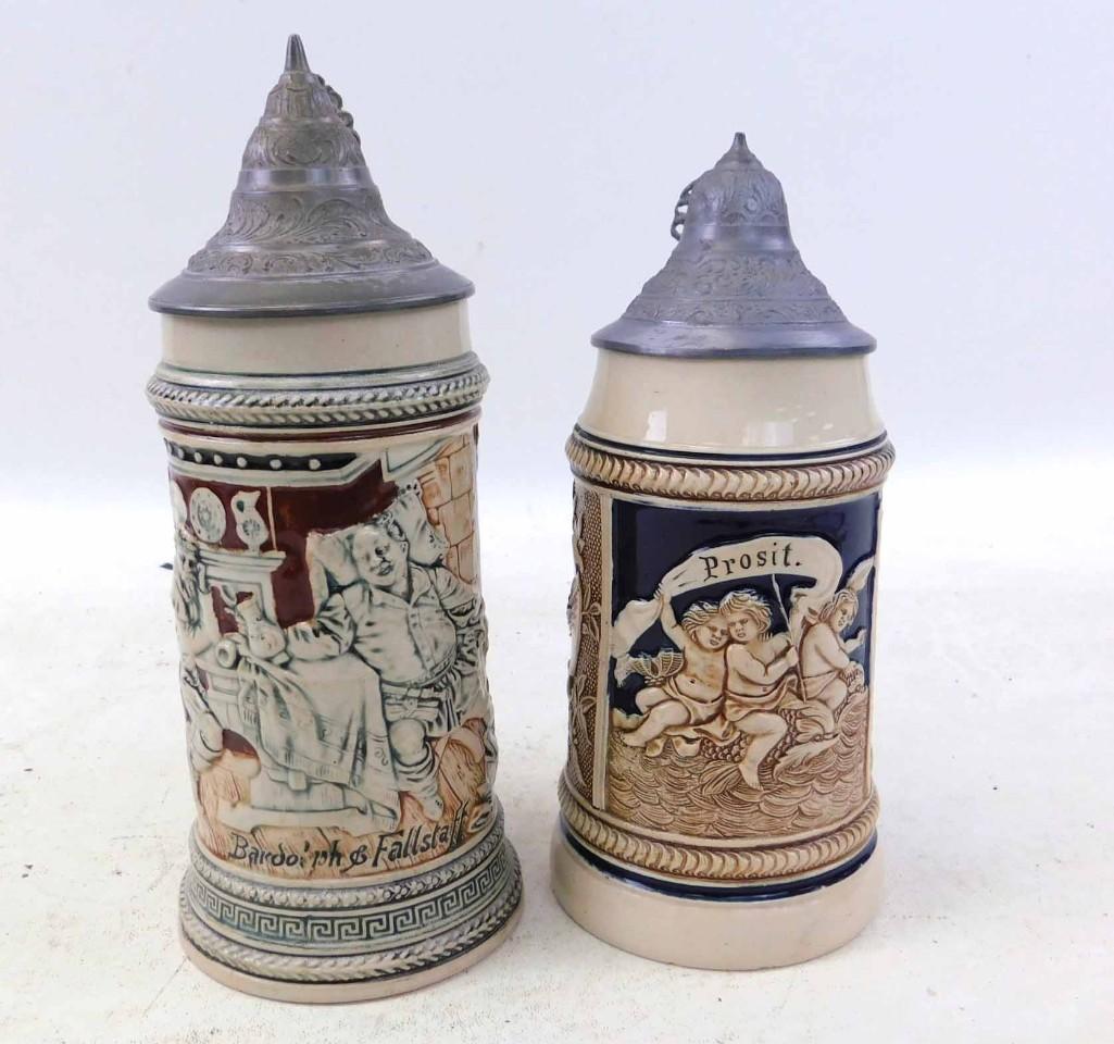 Antique Tavern Pottery Beer Stein Bardolph and (1 of 6)