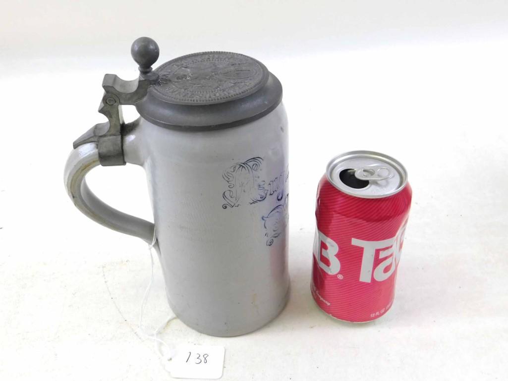 Antique 1 Liter Brewery Stein Augustiner Brau Munchen w (1 of 2)