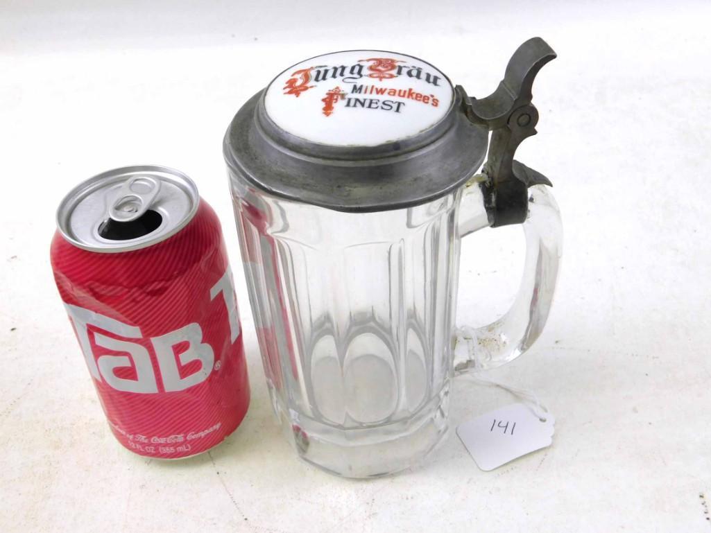 Pre Prohibition Advertising Beer Stein 1/2L Jung Brau (1 of 4)