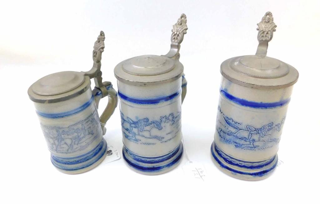 3 Beer Steins incl Whites Utica NY Horse Beer Stein (1 of 5)