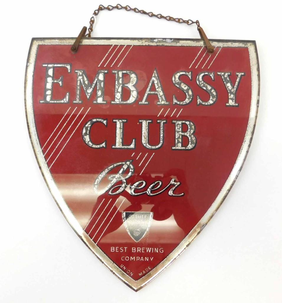 Embassy Club Pre Prohibition Reverse Glass Shield - (1 of 5)