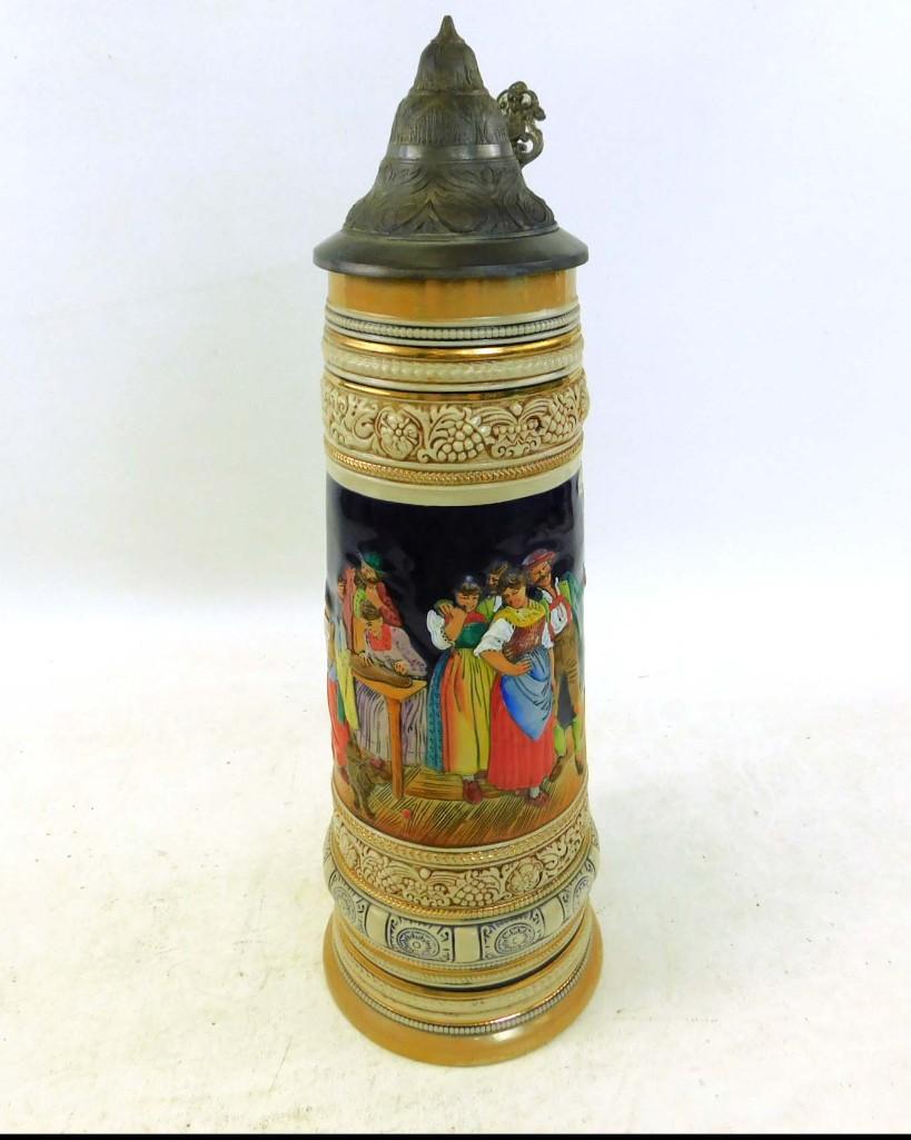 Huge Antique 4 Liter German Beer Stein 18" Tall (1 of 7)