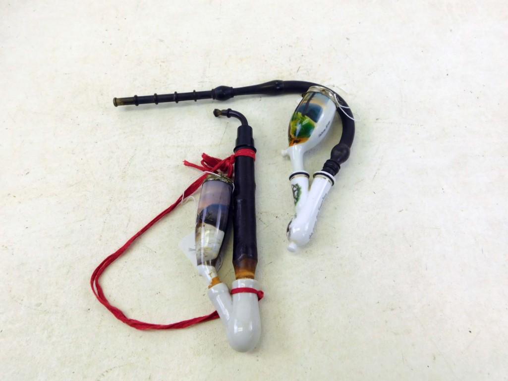 2 Porcelain German Pipes incl 1 with Dogs Attacking a (1 of 5)