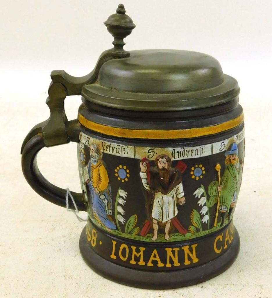 Antique Creussen Style 1/2 L Beer Stein with Biblical (1 of 9)