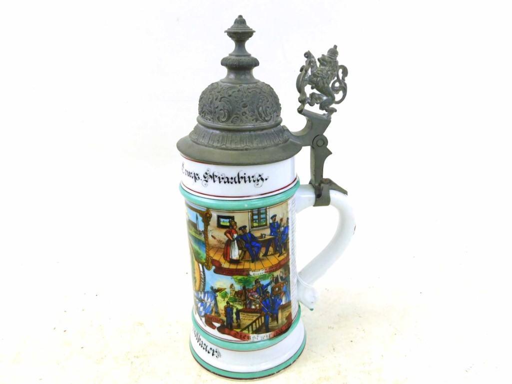 Antique Regimental Military Porcelain Beer Stein w (1 of 8)