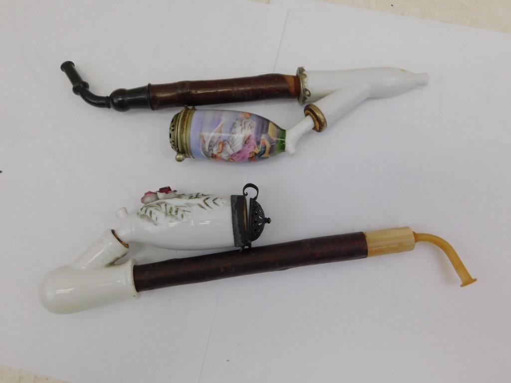 2 German Porcelain Pipe Angels Blessing Fallen Man (1 of 6)