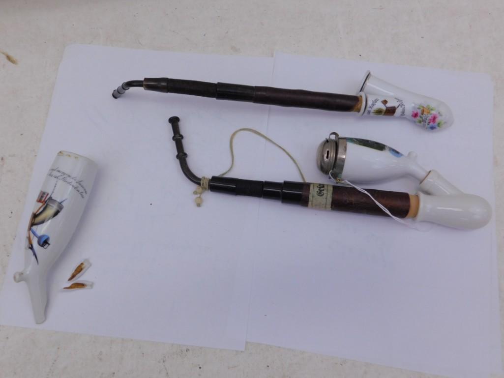 2 German Porcelain Pipes incl a Stag Pipe and a Beer (1 of 8)