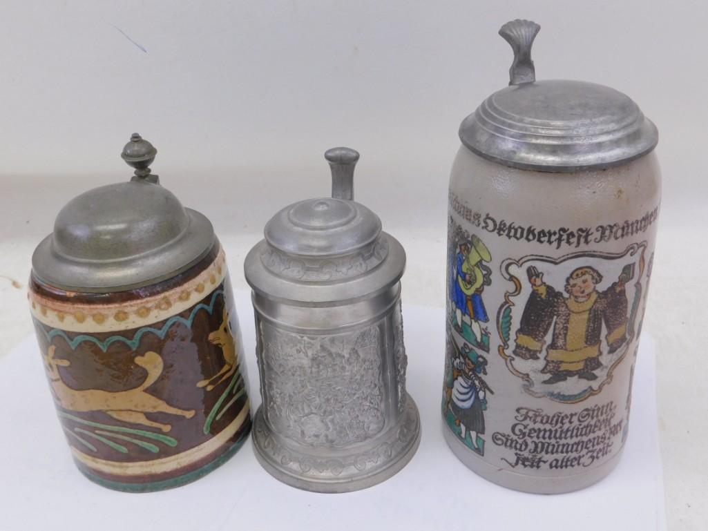 3 Steins incl Octoberfest Munchen 1810 - 1935 1L Stein (1 of 5)