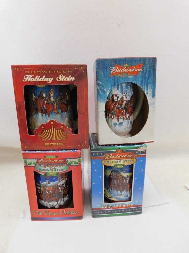 4 Budweiser Holiday Steins New in Box incl 2007 , 2002 (1 of 4)