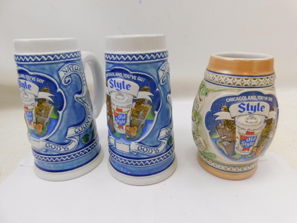 Lot of 3 Chicagoland Old Style Steins made by Ceramarte: Lot of 3 Chicagoland Old Style Steins made by Ceramarte Limited Edition , 2 from 1982 , 1 from 1983