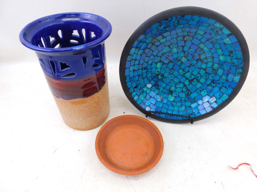 2 Ceramic or Pottery Items inc Mosaic Bowl and Signed (1 of 3)