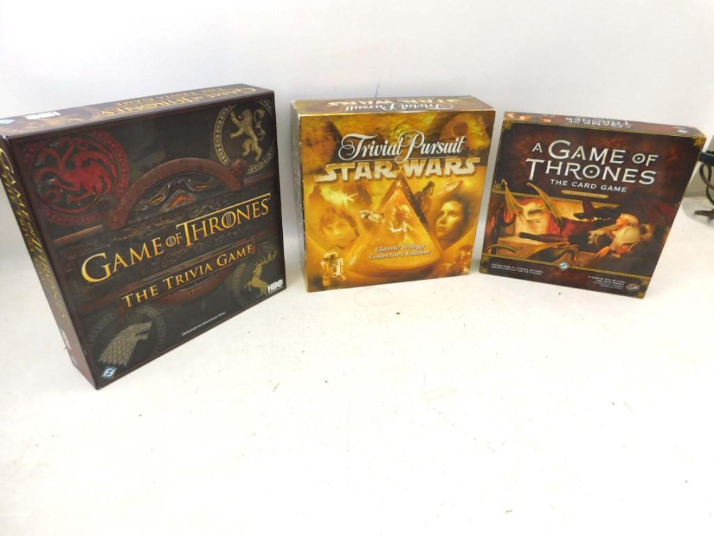 3 Board Games incl Game of Thrones Trivia , Star Wars: 3 Board Games incl Game of Thrones Trivia , Star Wars Trivia Pursuit , Game of Thrones the Card Game