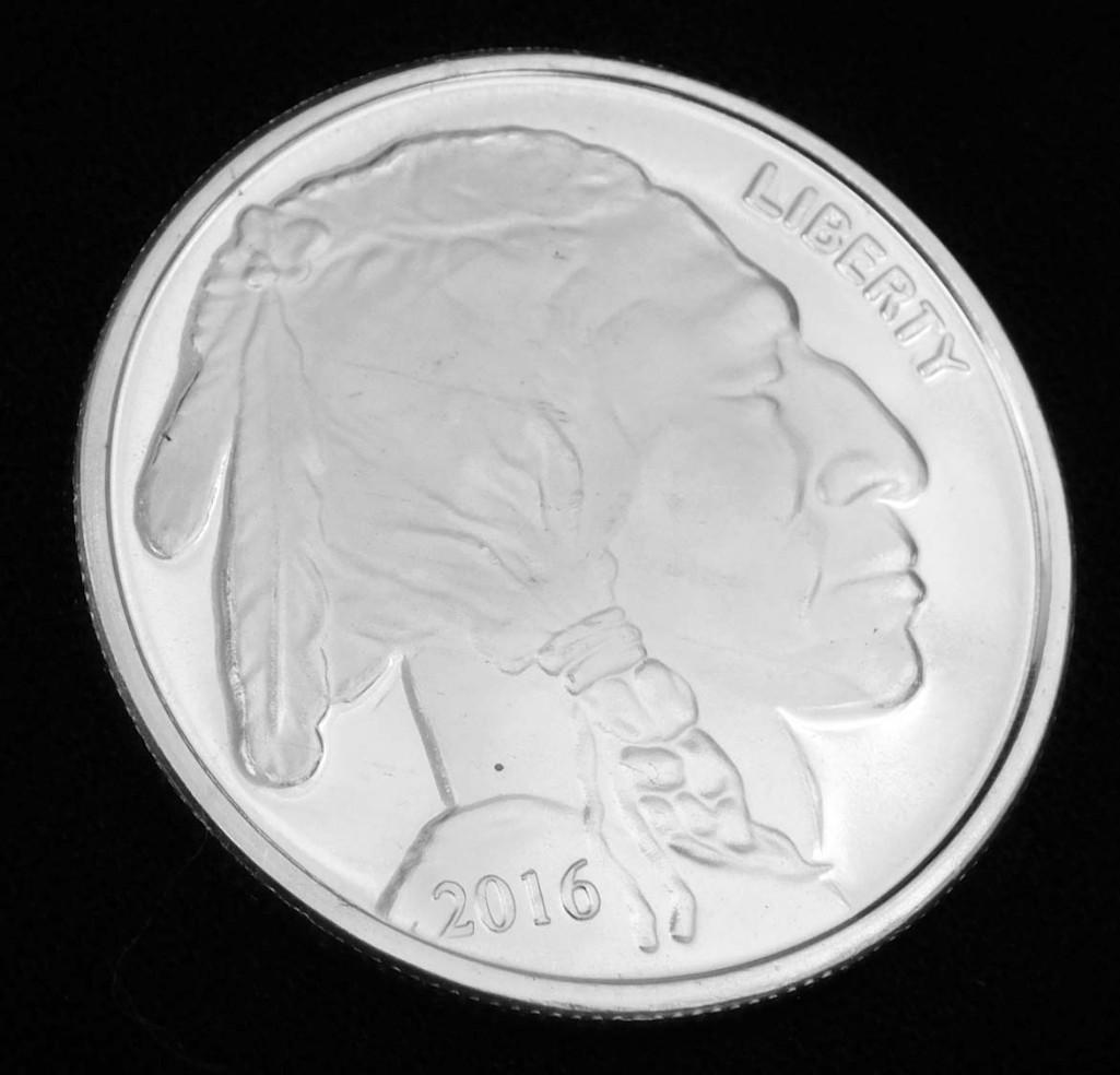 2016 BU Indian Head Buffalo 1 oz Silver Round (1 of 2)