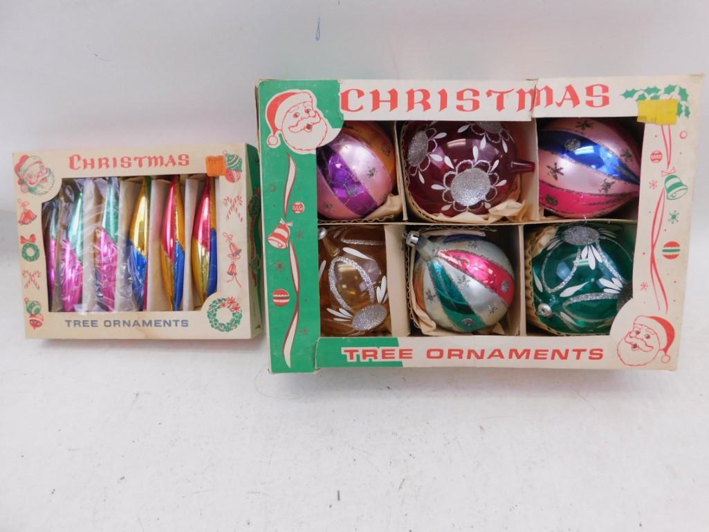 Vintage Mercury Glass Christmas Ornaments incl Teardrop: Vintage Mercury Glass Christmas Ornaments incl Teardrop and Round