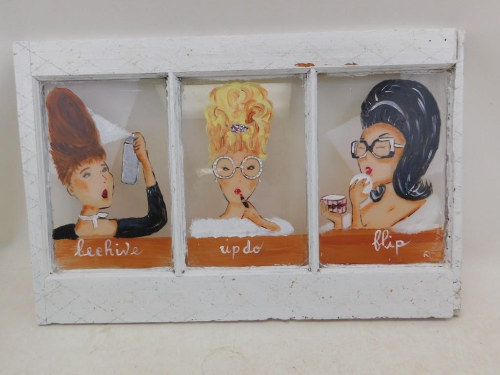 Hand Painted Window with Hairdo Pictures (1 of 4)