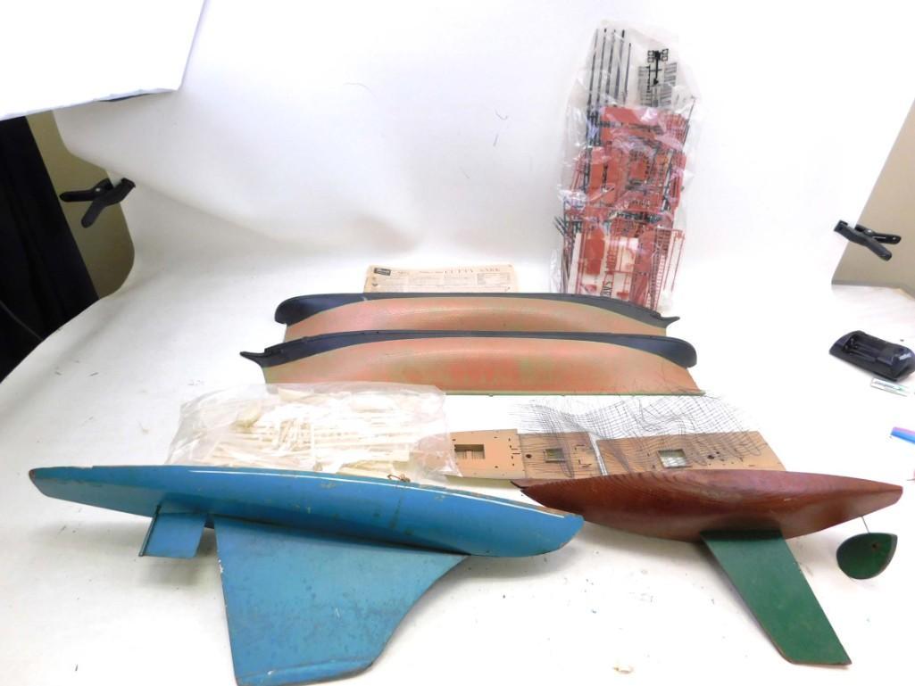 Cutty Sark Model Kit , 2 Wood Sail Boats w/o Sails ,: Cutty Sark Model Kit , 2 Wood Sail Boats w/o Sails , one is 20" long , one is 15" long Condition: Model kit is not checked for completeness