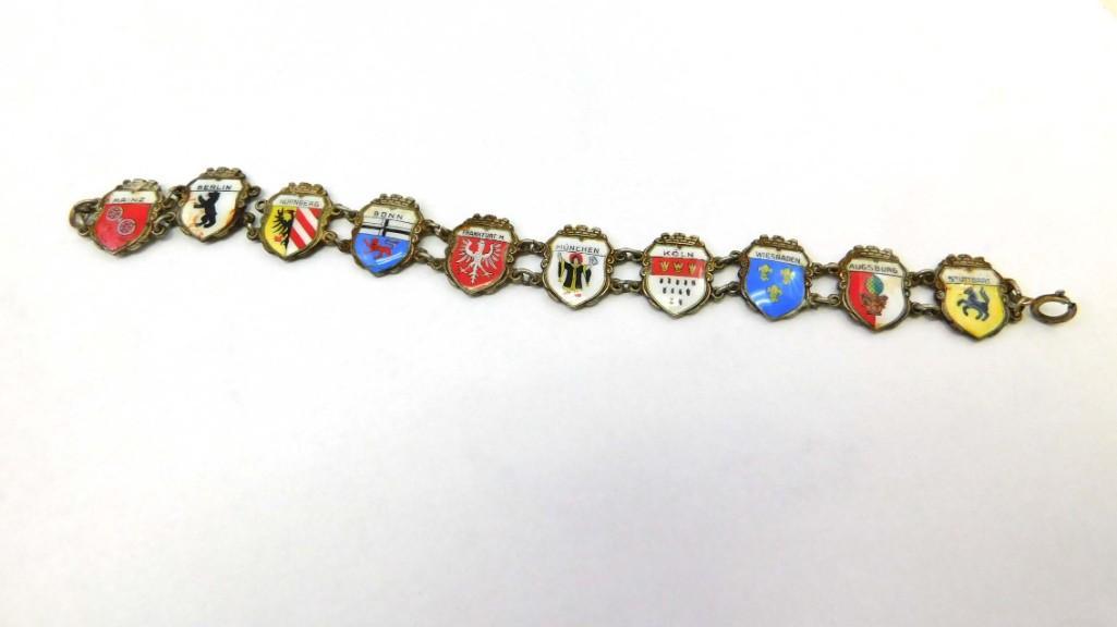 800 Silver Bracelet with German City Crests (1 of 8)