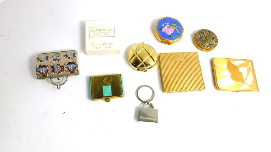 Collection of 7 Vintage Compacts , Carson Pirie Scott: Collection of 7 Vintage Compacts , Carson Pirie Scott Key Ring , Afterglow Compact Refill
