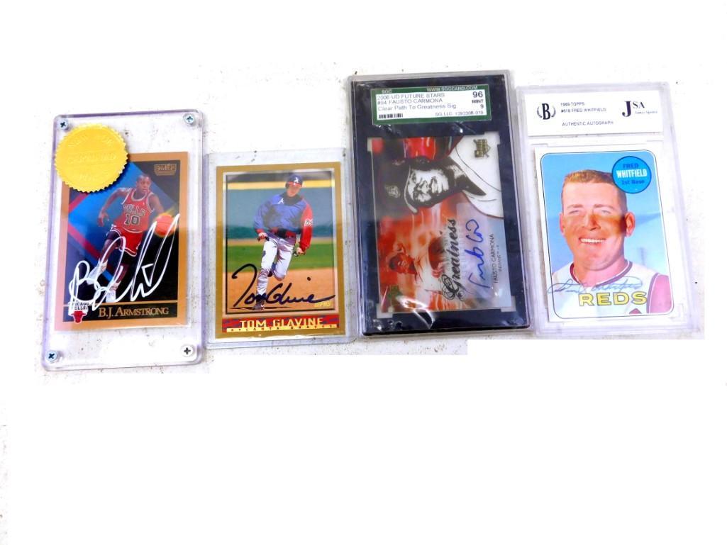 Lot of 4 autographed Baseball and Basketball Cards (1 of 5)