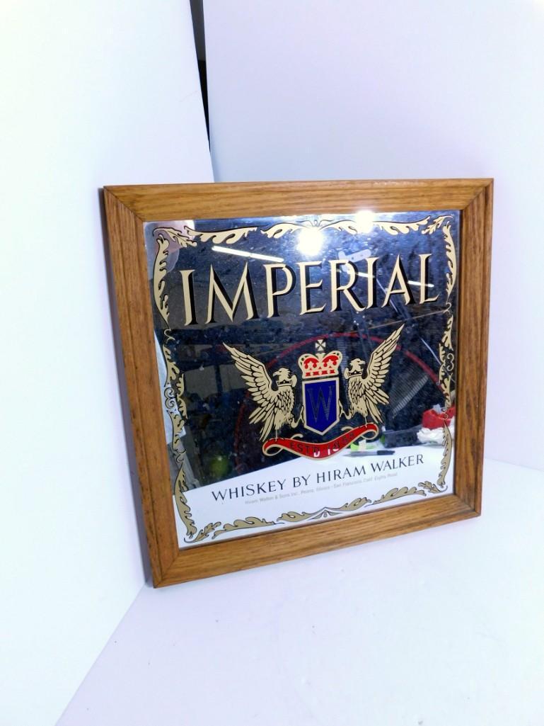 Framed Imperial Hiram Walker Whiskey Bar Mirror (1 of 3)
