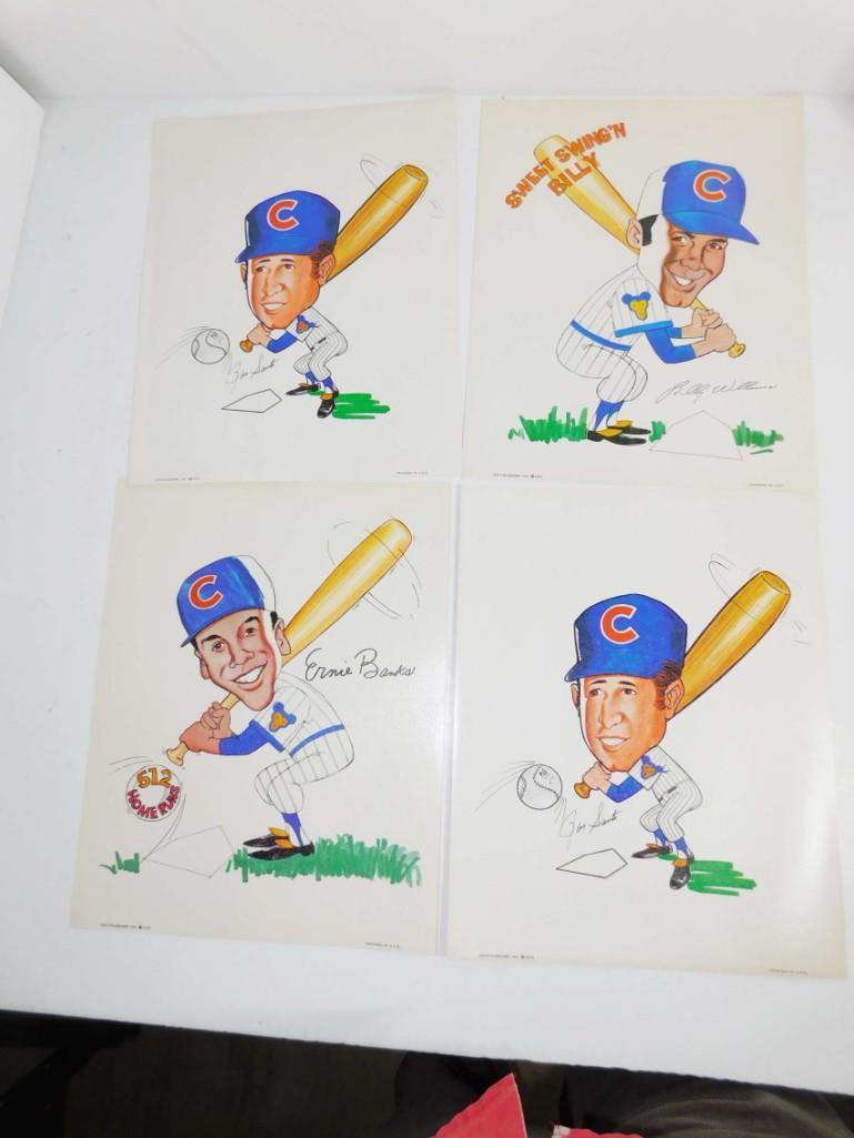 4 Caricature Prints incl 2 Ron Santo , 1 Ernie Banks , (1 of 4)