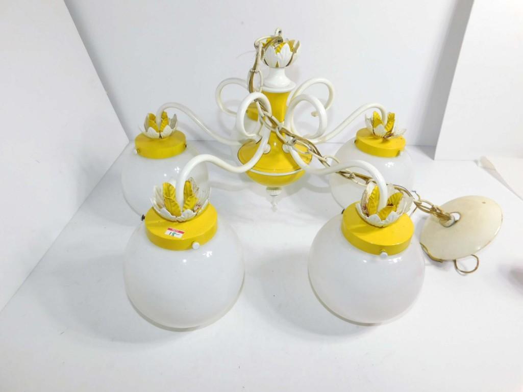 Mid Century Light Fixture with Yellow Details (1 of 6)