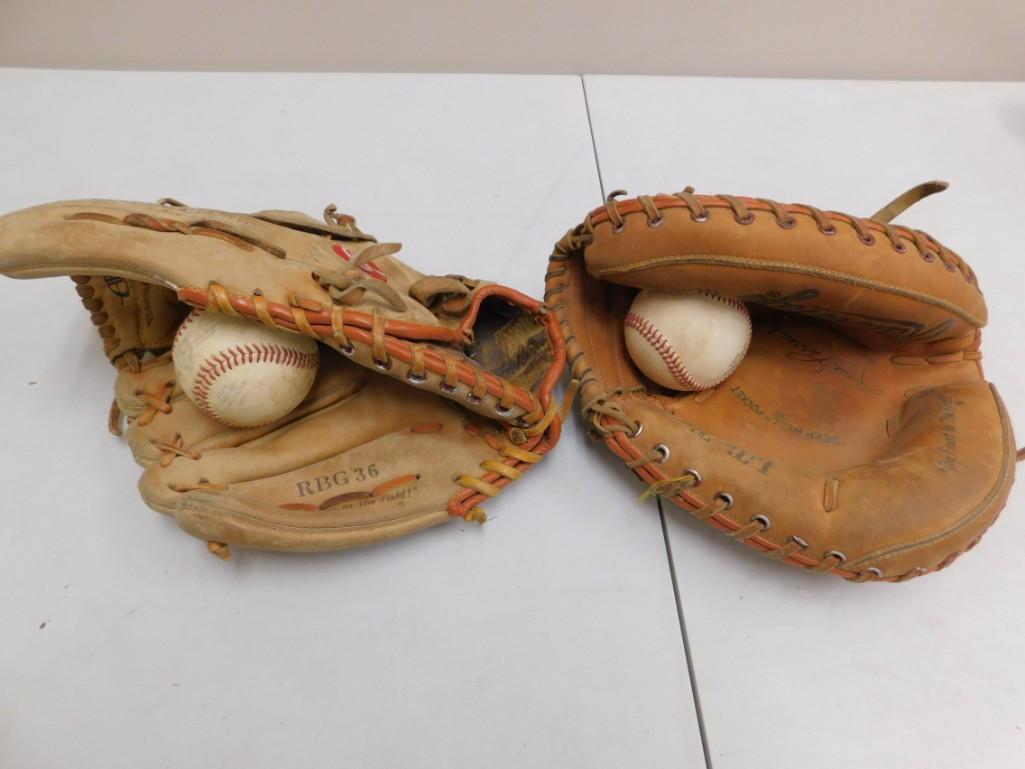 2 Rawlings Baseball Gloves and 2 Baseballs (1 of 4)