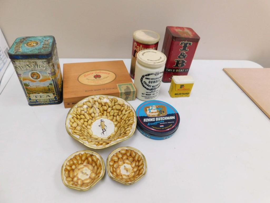 Lot of Vintage Tins , Planters Mr Peanut Bowls , etc (1 of 5)