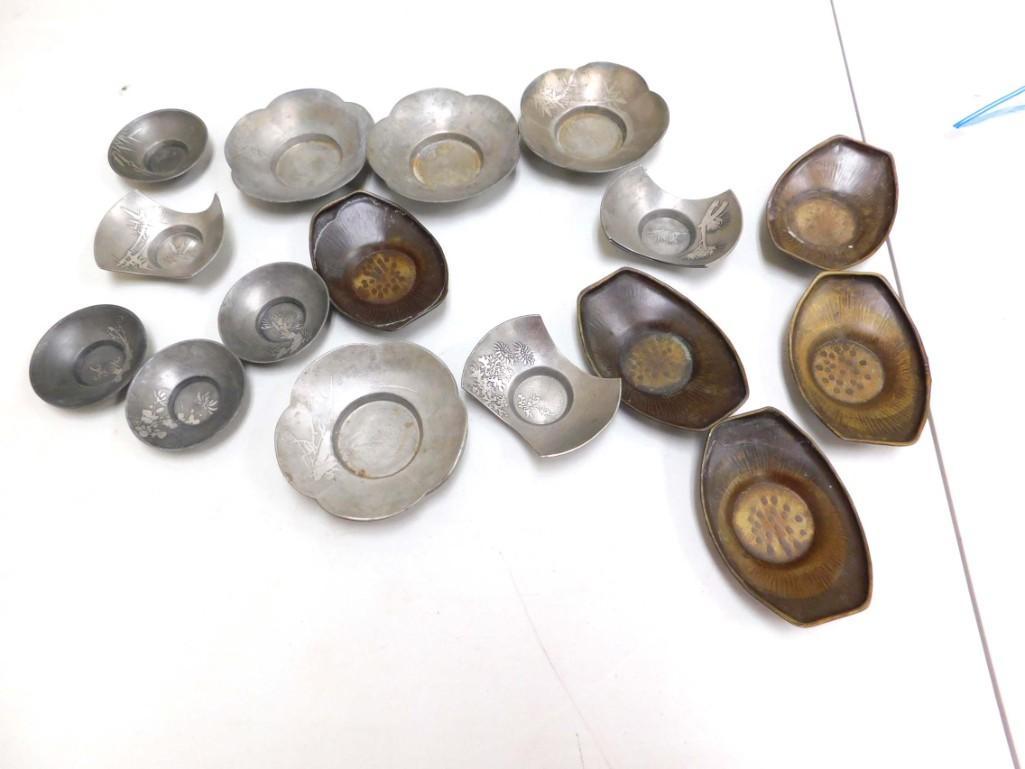 Lot of Vintage Metal Ashtrays or Small Bowls: Lot of Vintage Metal Ashtrays or Small Bowls