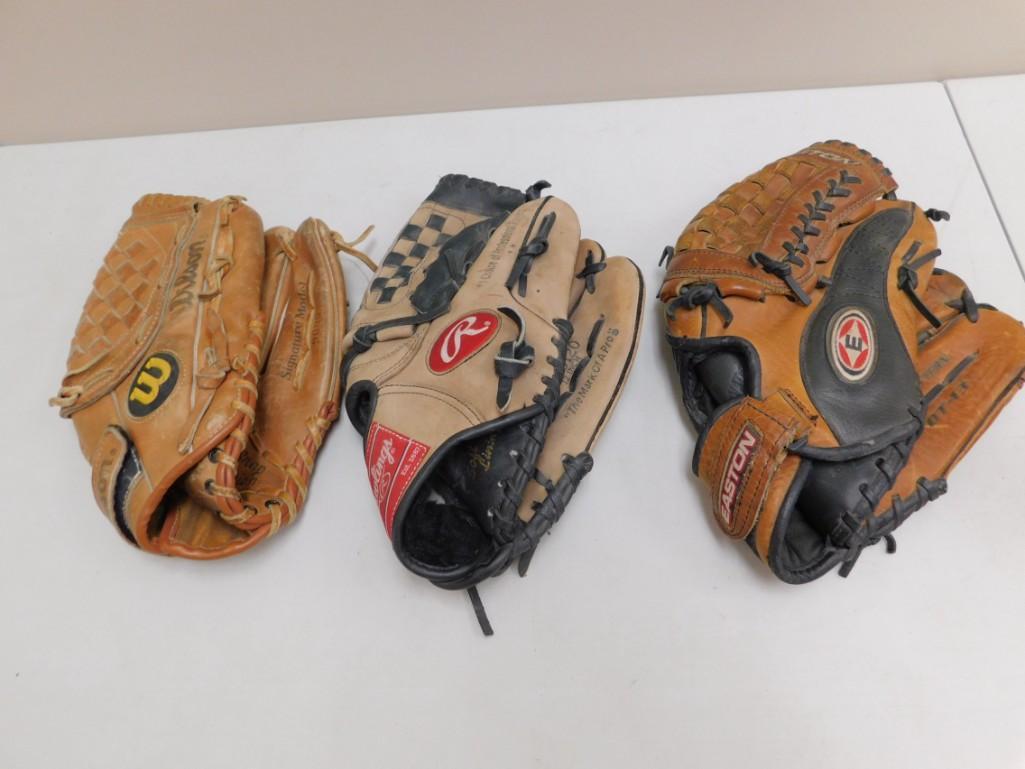 3 Baseball Gloves incl Wilson , Rawlings , Easton (1 of 3)