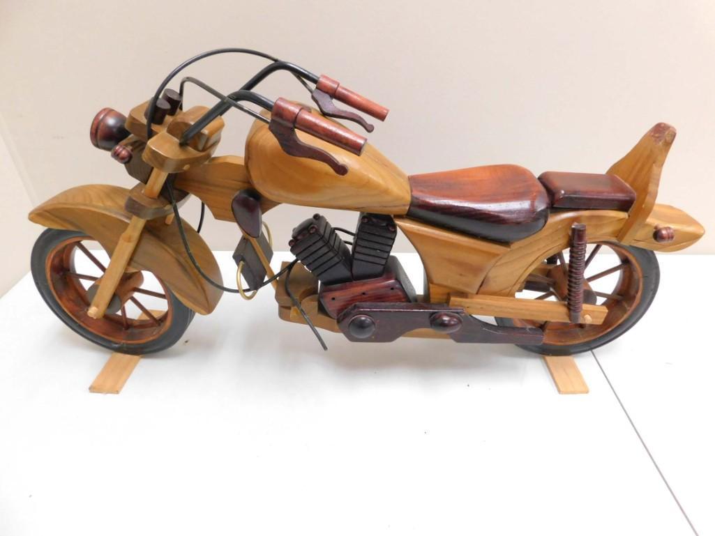Large Decorative Motorcycle Mostly Wooden Approx 30" (1 of 3)