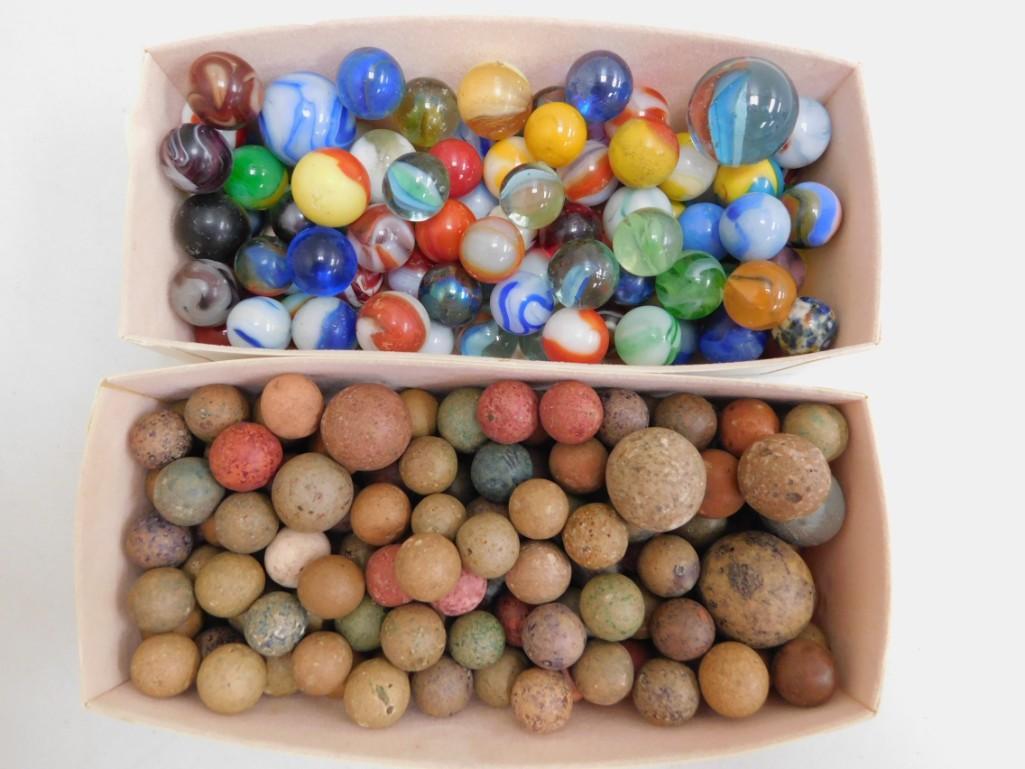 Lot of Vintage Marbles incl Clay Marbles (1 of 2)