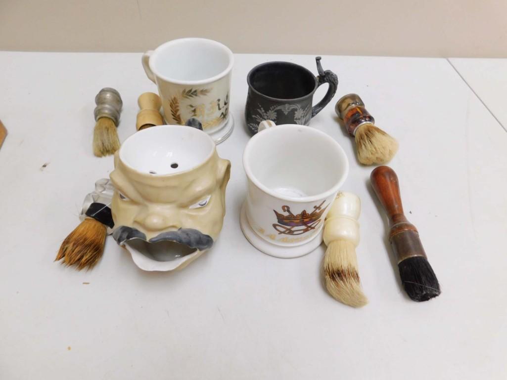Lot of Vintage Shaving Mugs and Brushes (1 of 9)