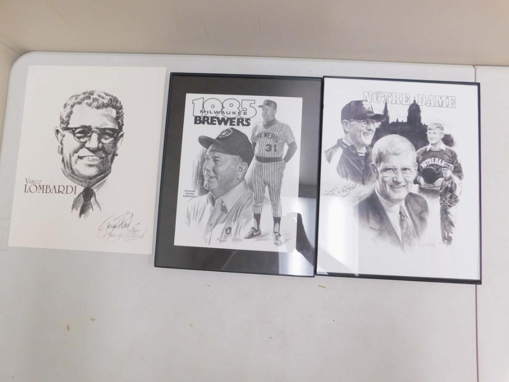 Lot of Prints by George Pollard incl Vince Lombardi - (1 of 4)