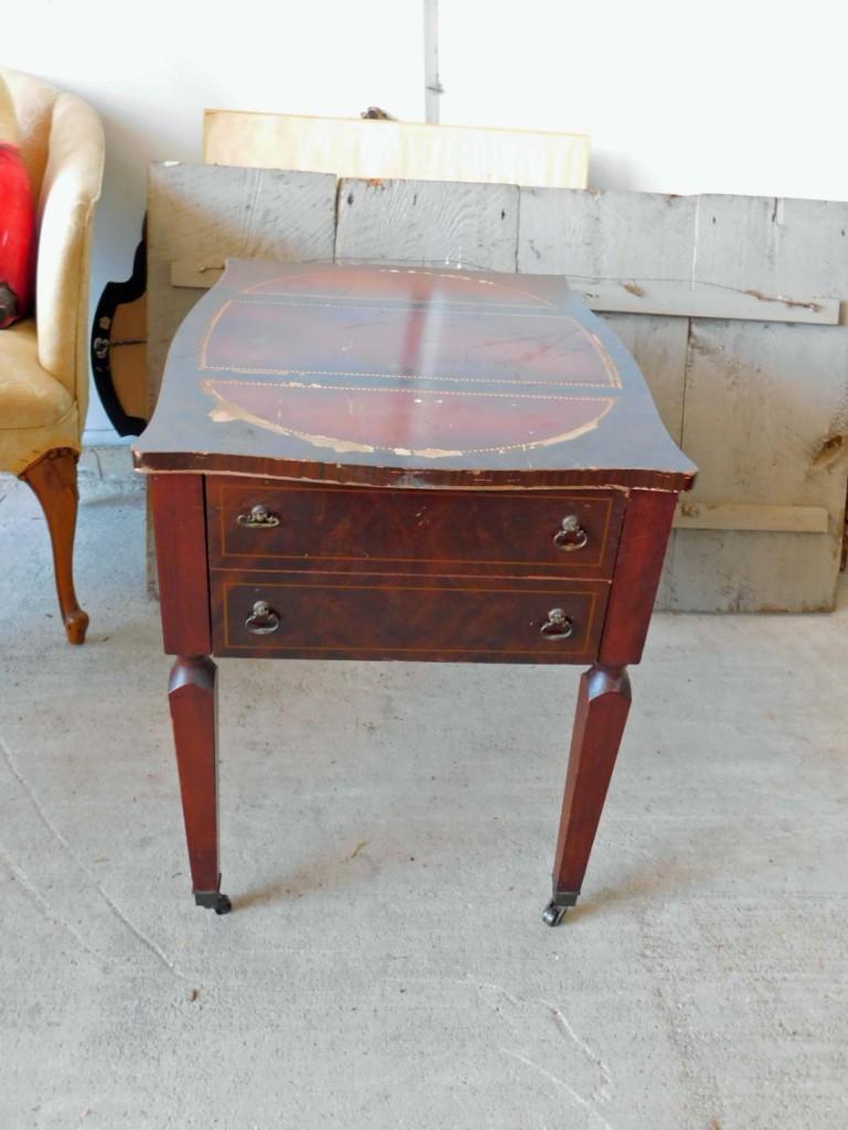 Antiique Side Table with Drawer and Casters (1 of 5)