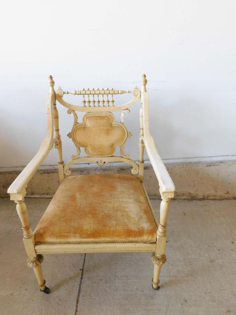 Antique Side Chair with Casters (1 of 5)
