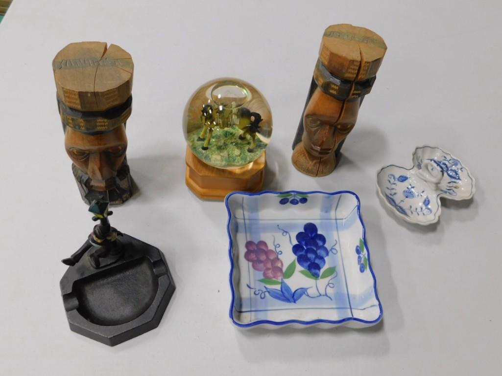 Collectibles incl 2 Carved Wood Heads and a San (1 of 7)