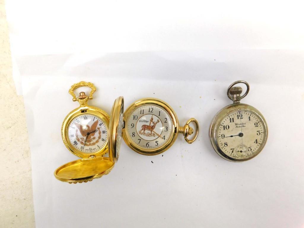 3 Pocket Watches: 3 Pocket Watches Condition: untested , Westclox Pocket Ben is in rough condition . Please see pictures