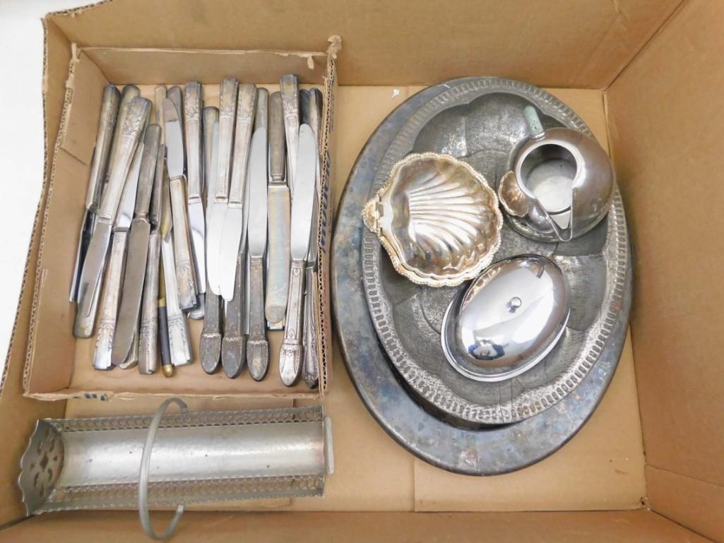 Lot of Metalware and Silver Plated Items incl Knives (1 of 6)