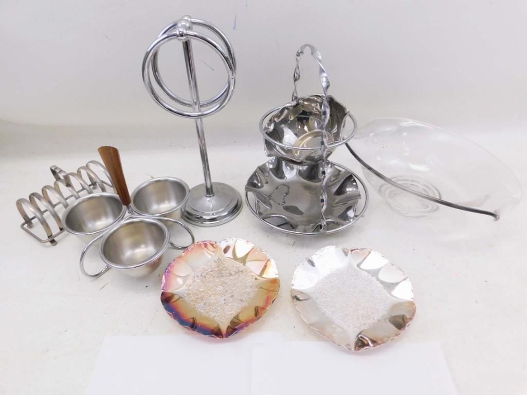 Lot of Vintage Metal Serving Items incl Salad Dressing (1 of 6)