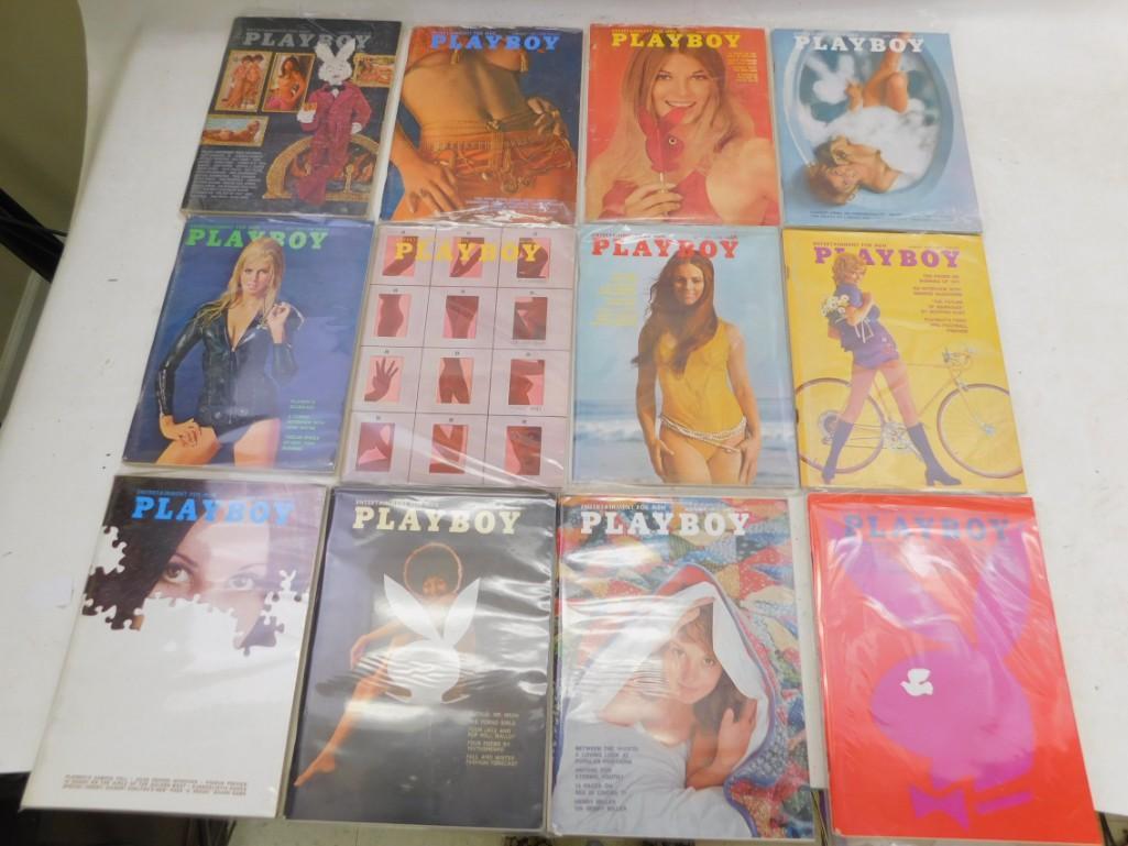 Lot of 1971 Playboy Magazines - complete year (1 of 3)