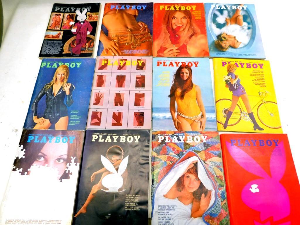 Lot of 12 Playboy Magazines 1971 Complete Year (1 of 3)