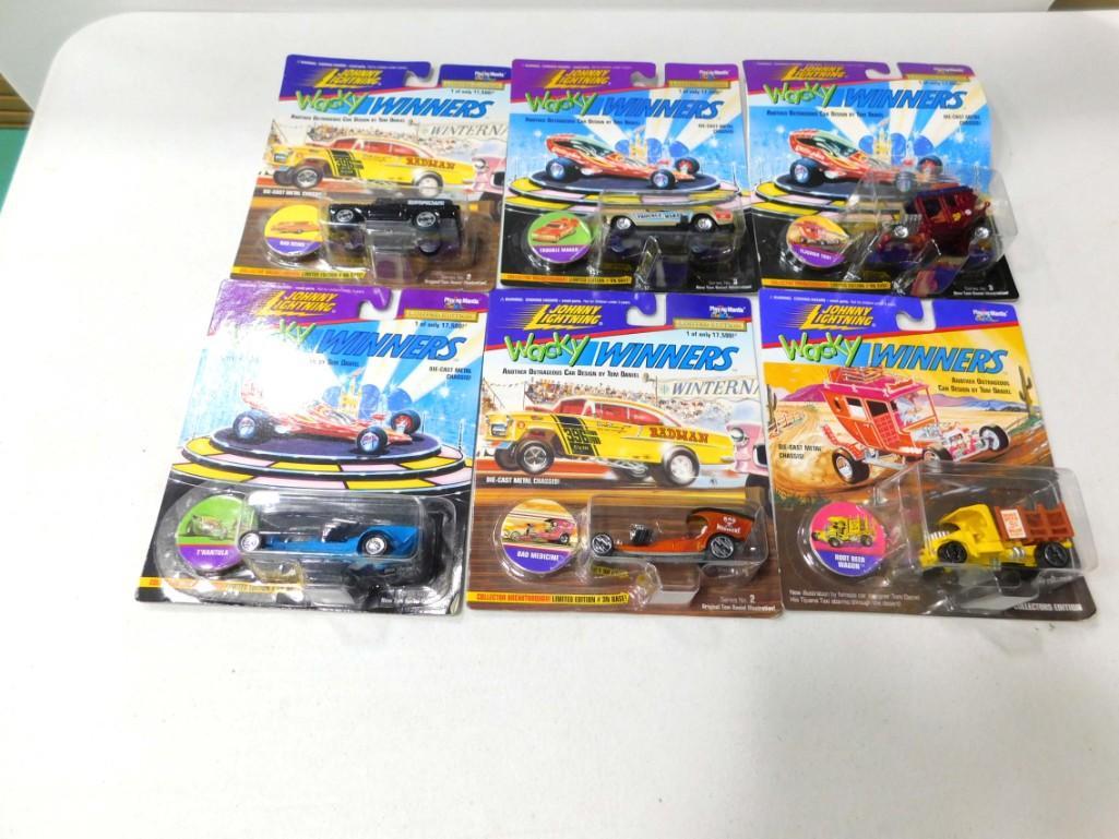 6 Johnny Lightning Wacky Winners incl Root Beer Wagon ,: 6 Johnny Lightning Wacky Winners incl Root Beer Wagon , Tijuana Taxi , Bad Medicine , Trouble Maker , T'Rantuala , Bad News . All new in package