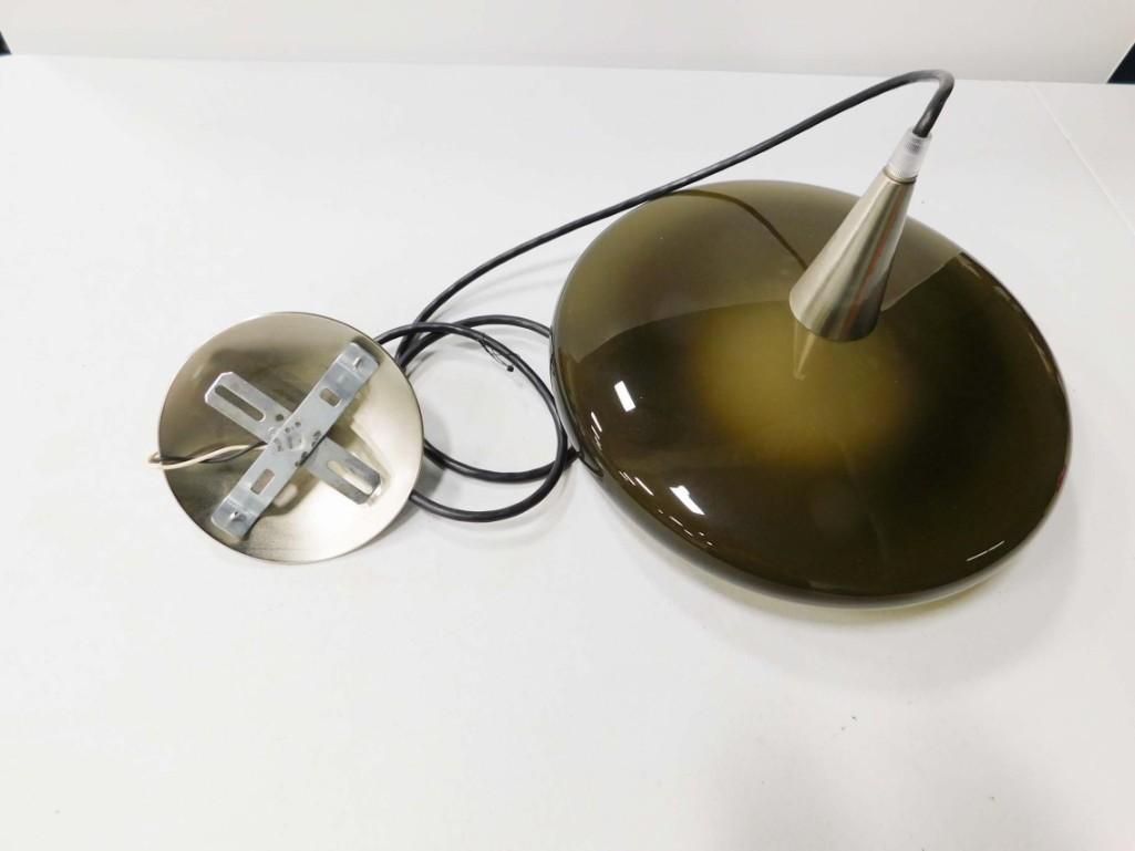 Hanging Light Fixture Smoked Glass and Metal: Hanging Light Fixture Smoked Glass and Metal
