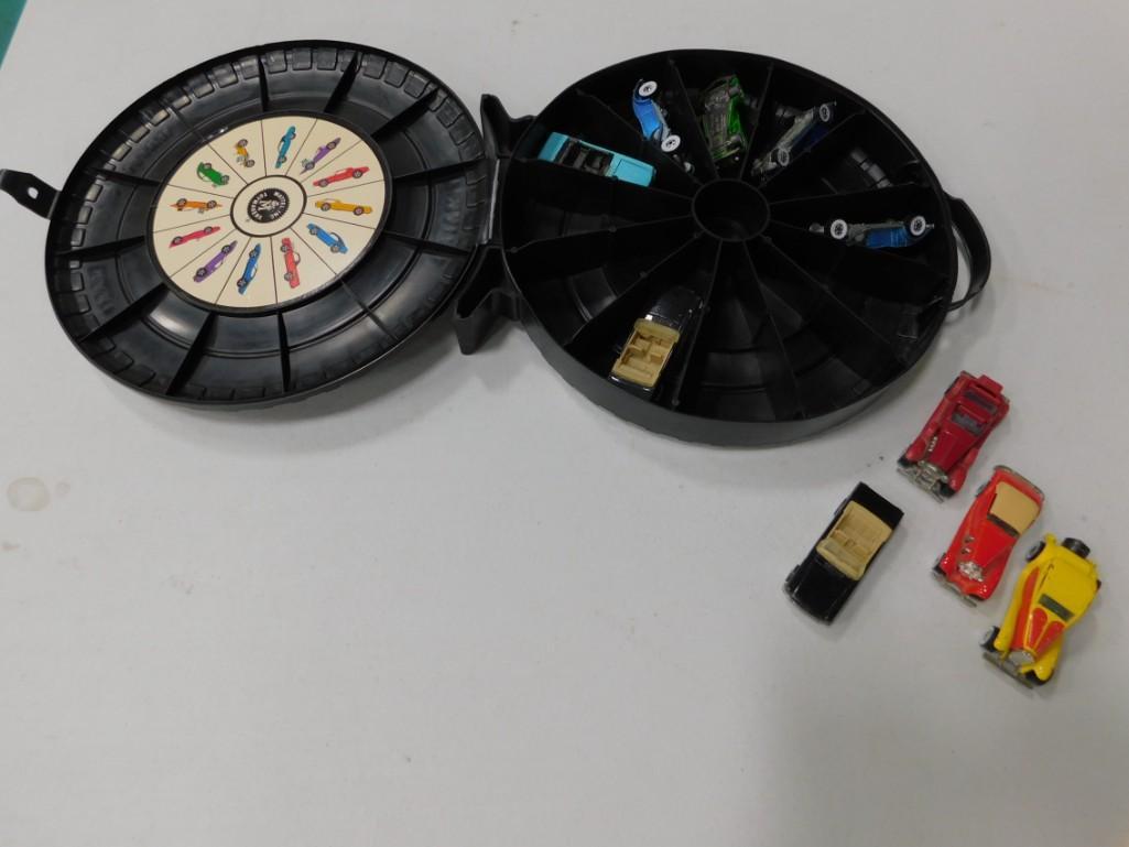 Lot of 10 Hot Wheels Cars in a Wheel Case: Lot of 10 Hot Wheels Cars in a Wheel Case